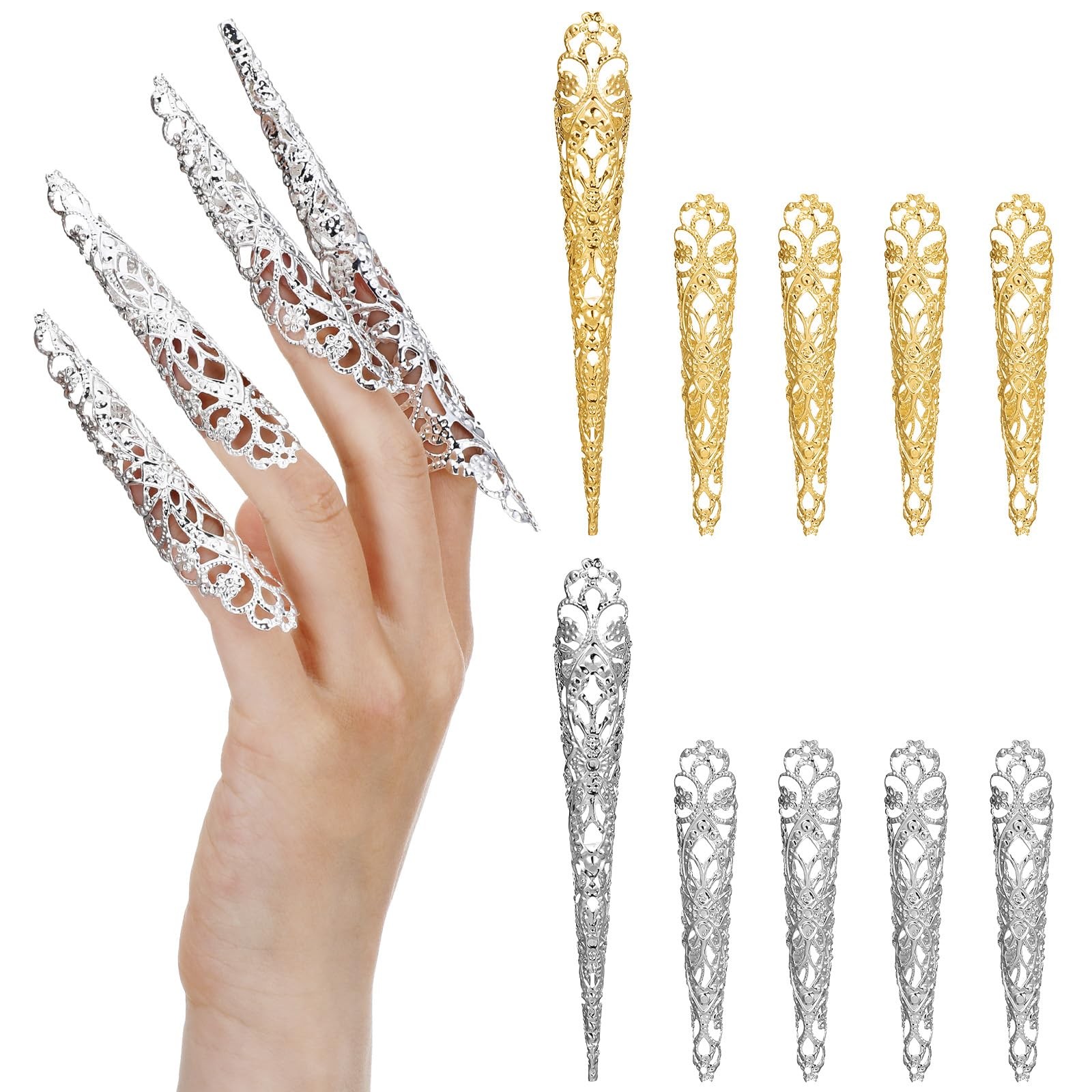 20 Pack Metal Finger Nail Claw Rings Costume Fingertip Claw Nail Rings