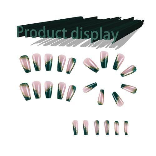 Dark Green Press on Nails Medium Fake Nails Marble False Nails with Design J