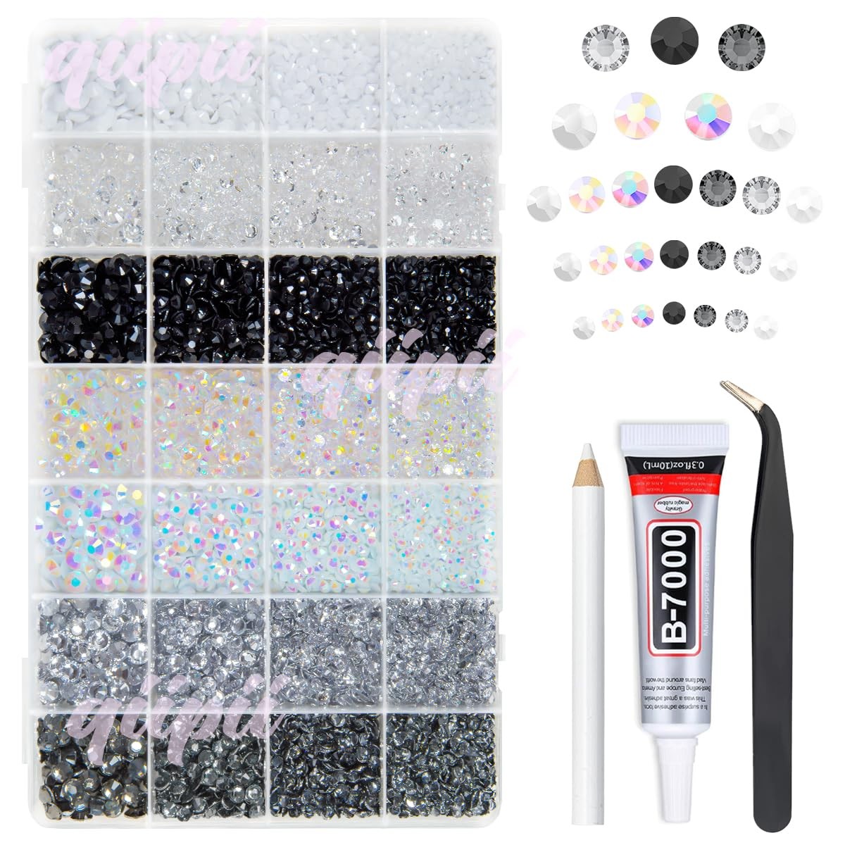 28 Types Black White Transparent Jelly Resin Rhinestones w B7000 Jewelry Glue…
