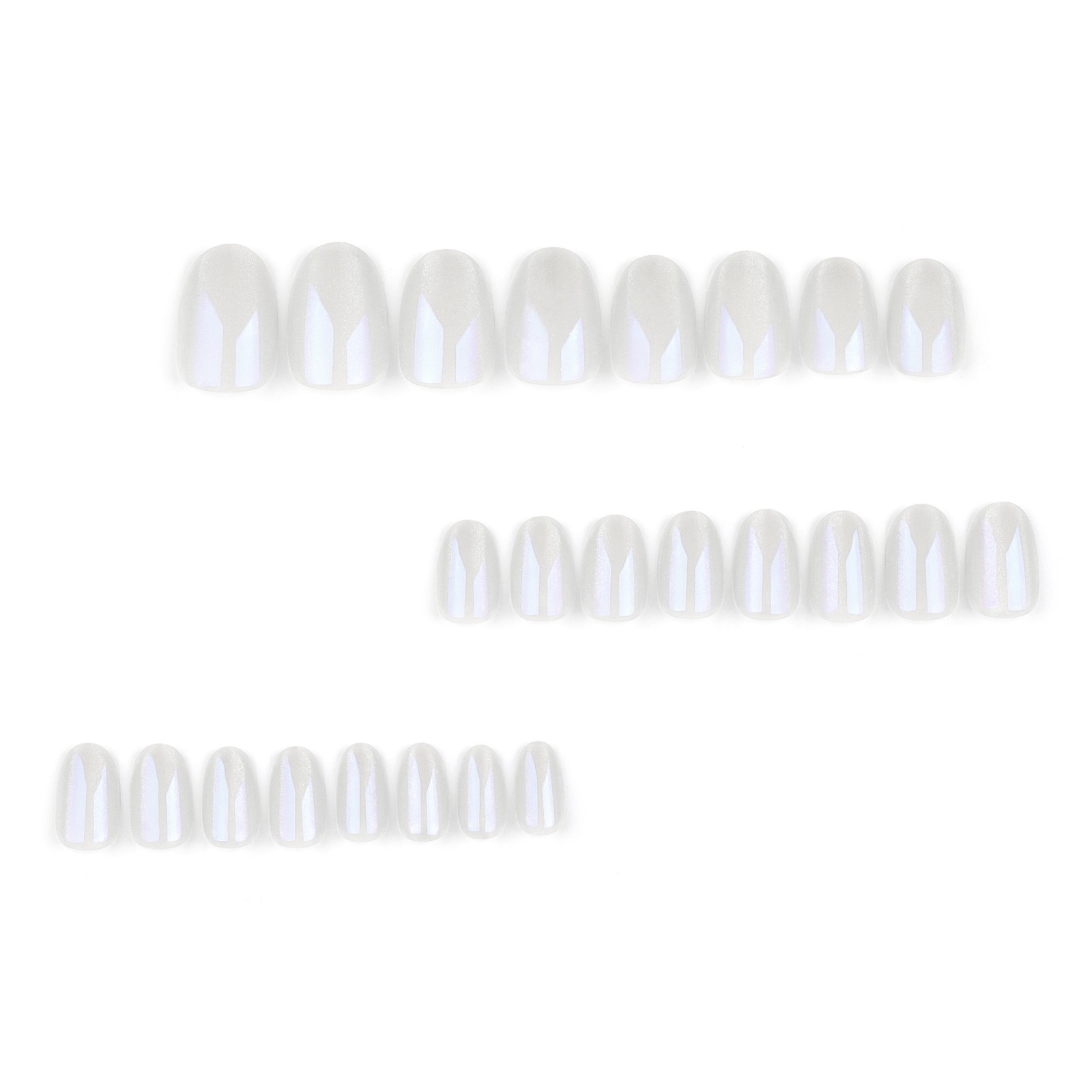 Shimmery Milky White Almond Press-On Nails 24Pcs Fake Nails with Full Prep Kit