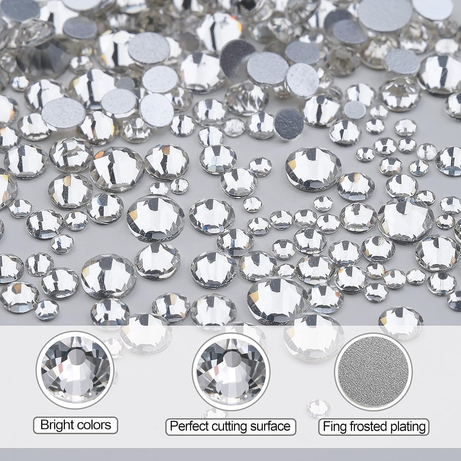 2400pcs High-Quality Nail Art Rhinestones Kit – Crystal Clear Gems in 6 Sizes