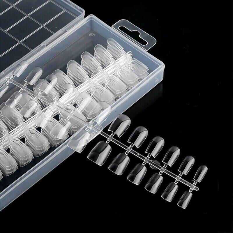 240Pcs/Box Transparent Long Full Cover Nail Tips Kit False Nail Extension Tool