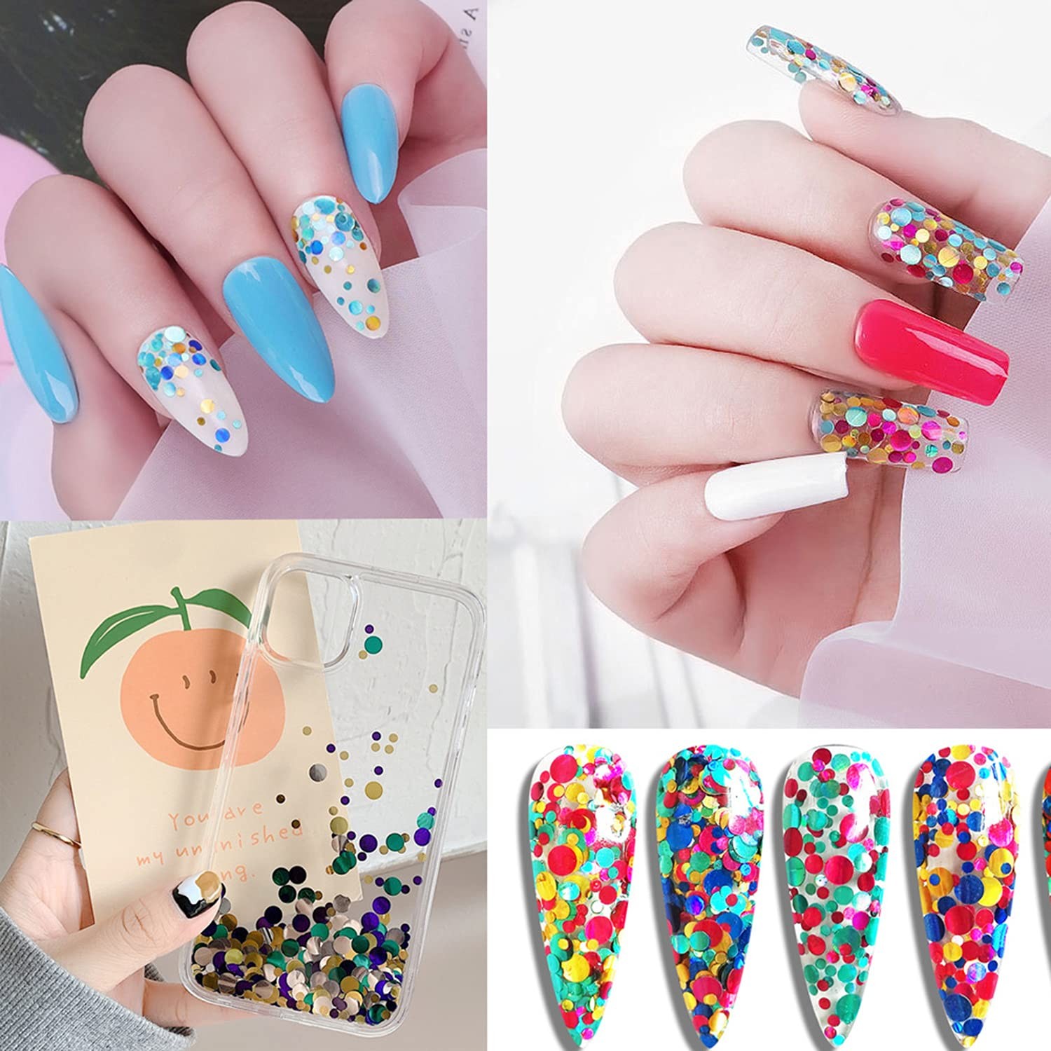12 Colors Laser Mixed Circle Nail Glitter Sequins 3D Art