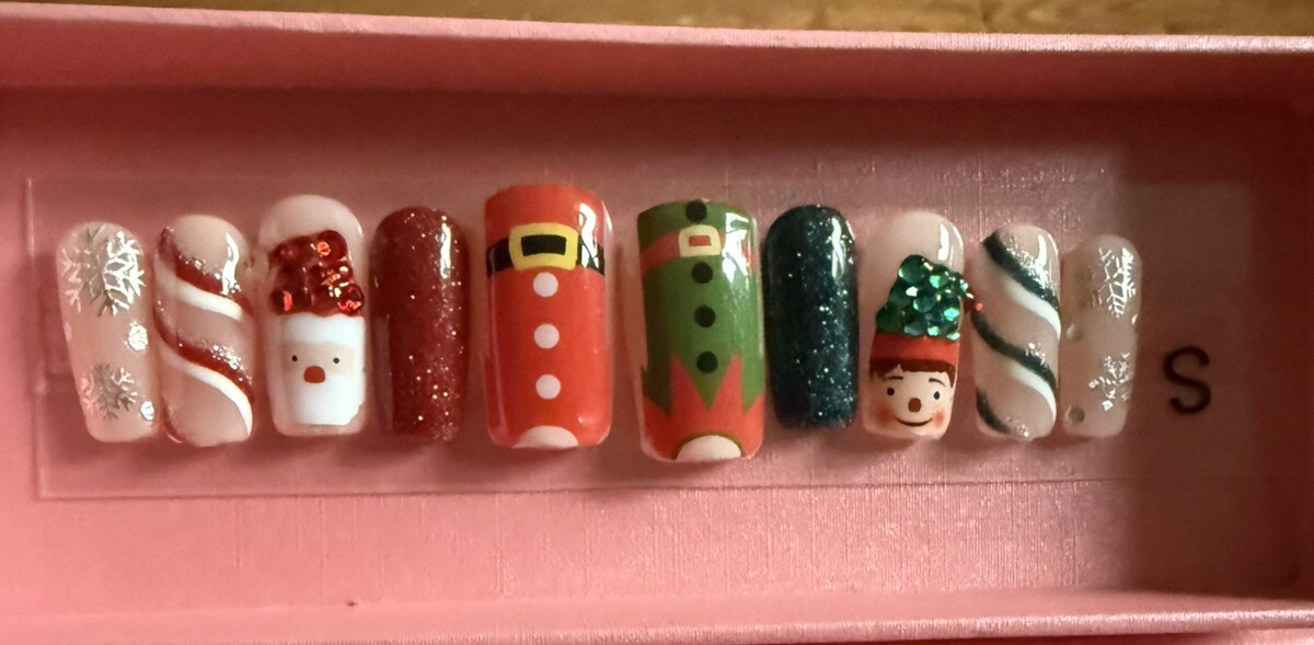 Lovful Acrylic Press On Christmas/holiday Nails H353 Square Regular Size Small