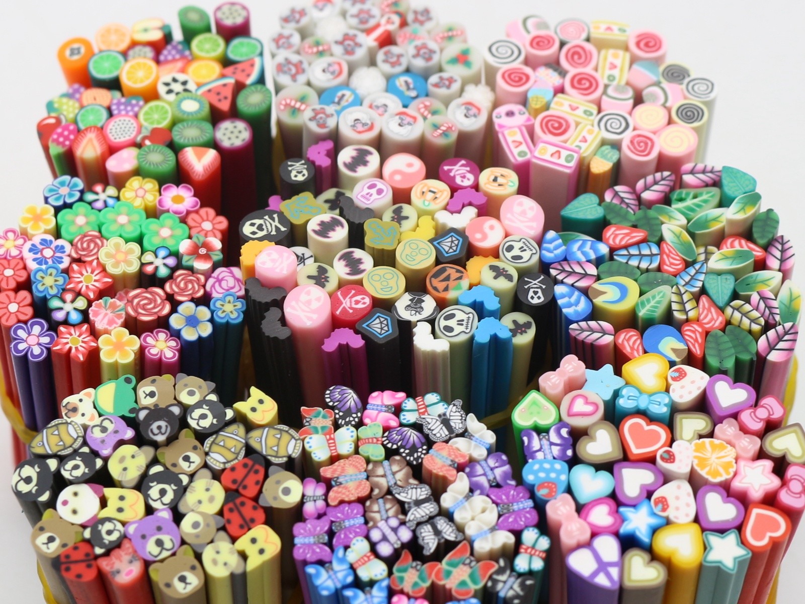 20pcs Cane DIY Polymer Clay Slice Rods Sticker 5X50mm Various for Nail Art Tips