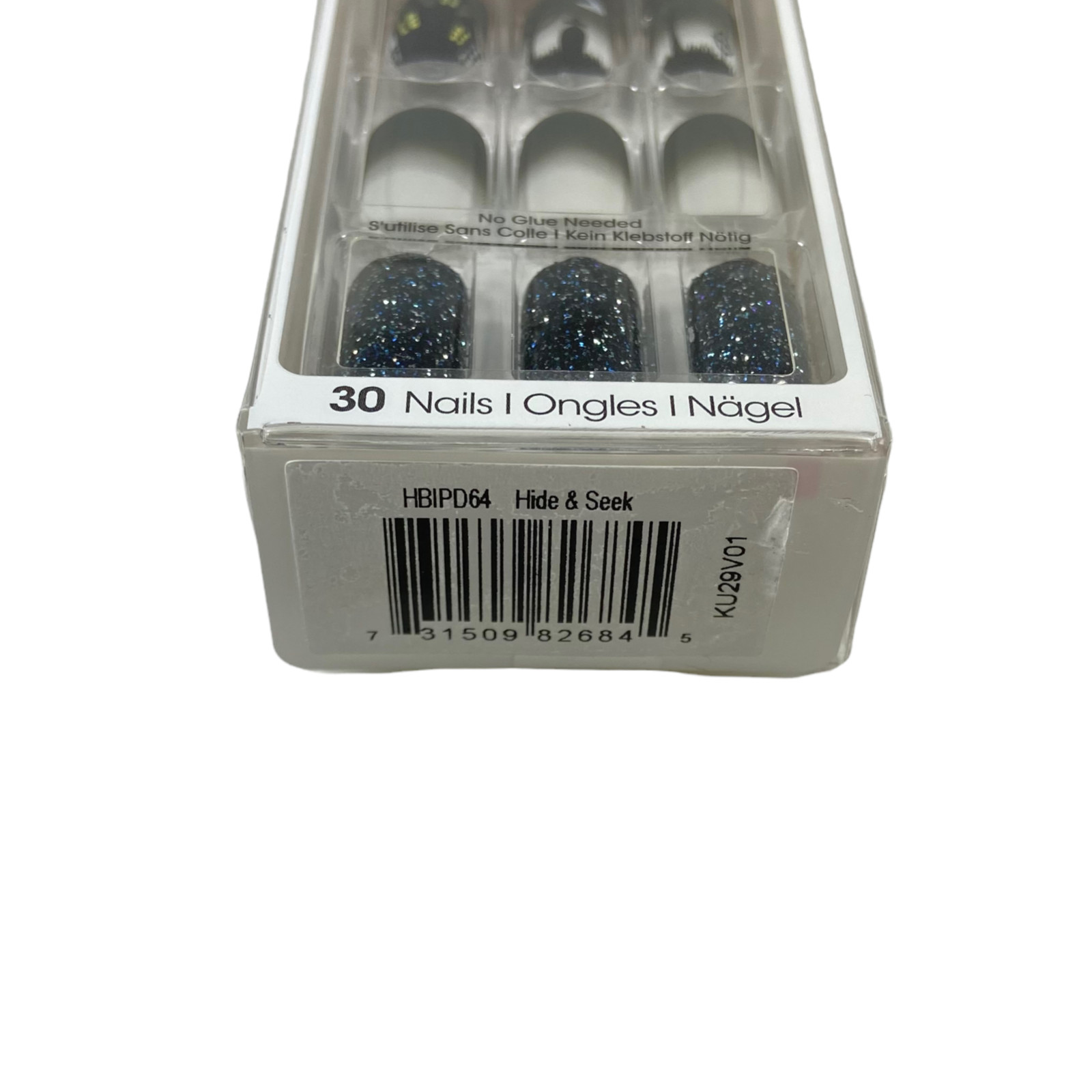 NEW Kiss Nails Impress Press Manicure Medium Black Gray Grave Moon House Glitter