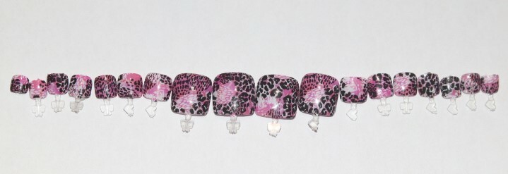 Pink leopard print- press on Toe nail set- (Set of 18 sizes 0-8) Toe Nails