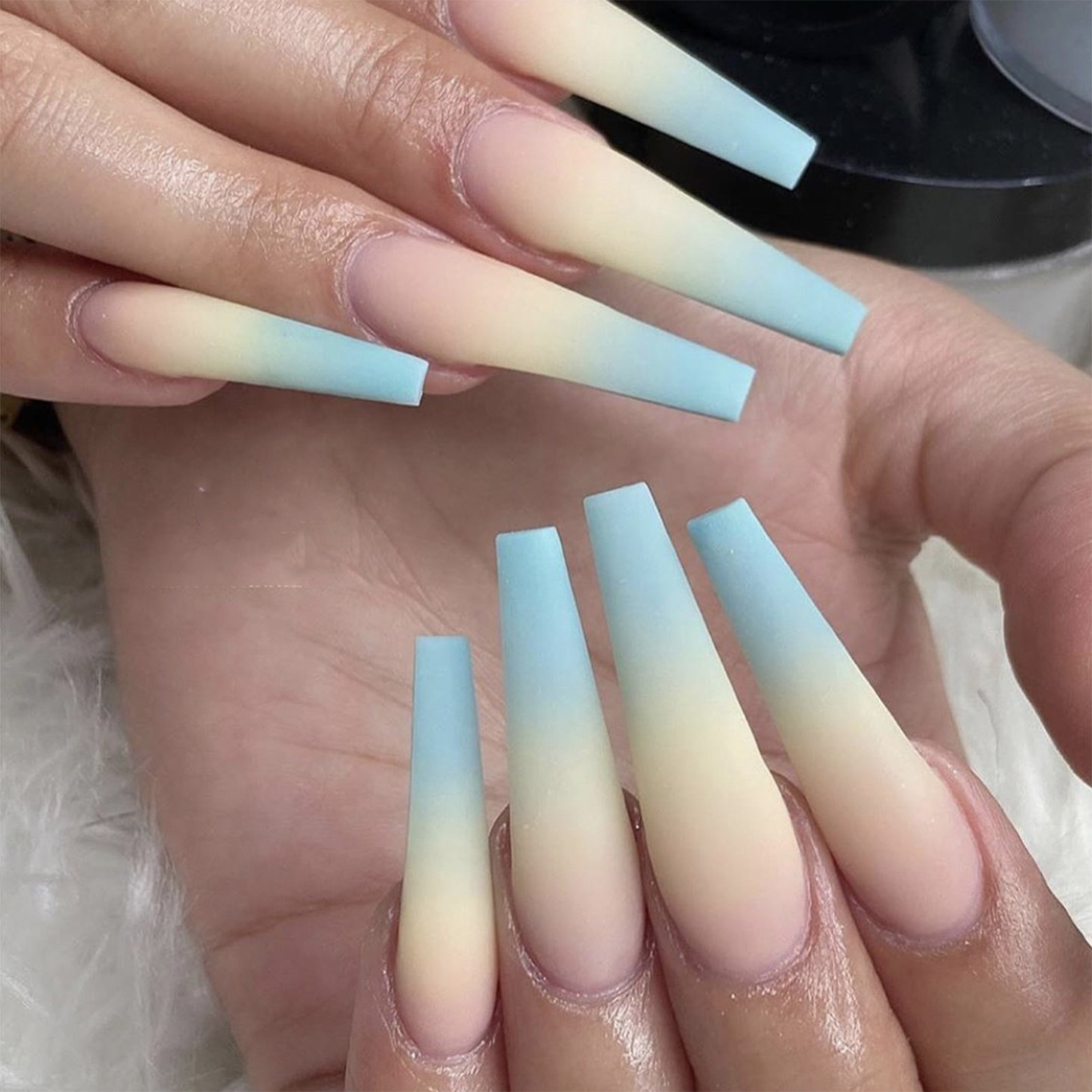 18pcs Wearable Fake Nail Colorful Designs Press On Long Cover Coffin False Nails