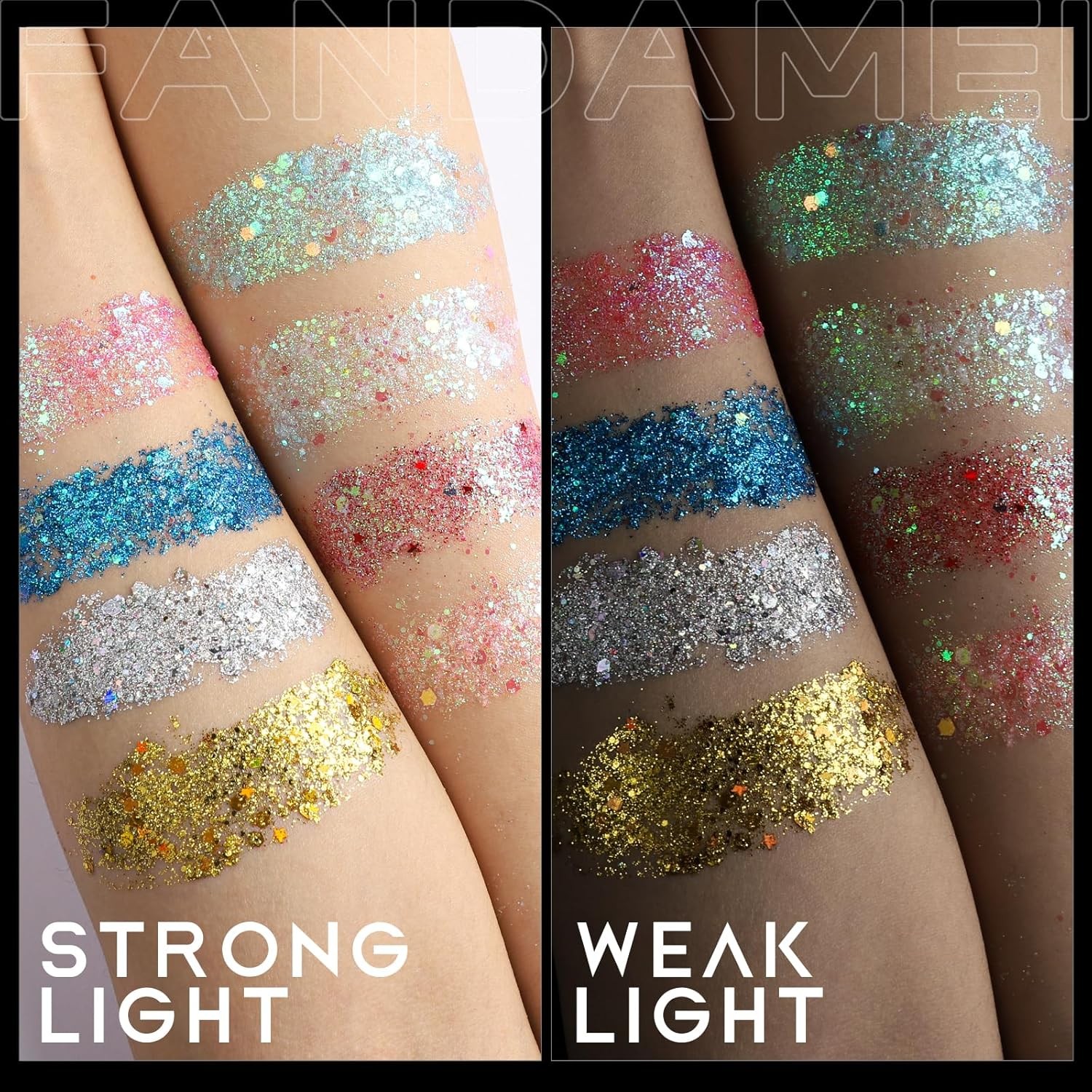 Face & Body Glitter Gel 2PCS 8 Colors, Sparkly Makeup for Women Kids, Hair Glitt
