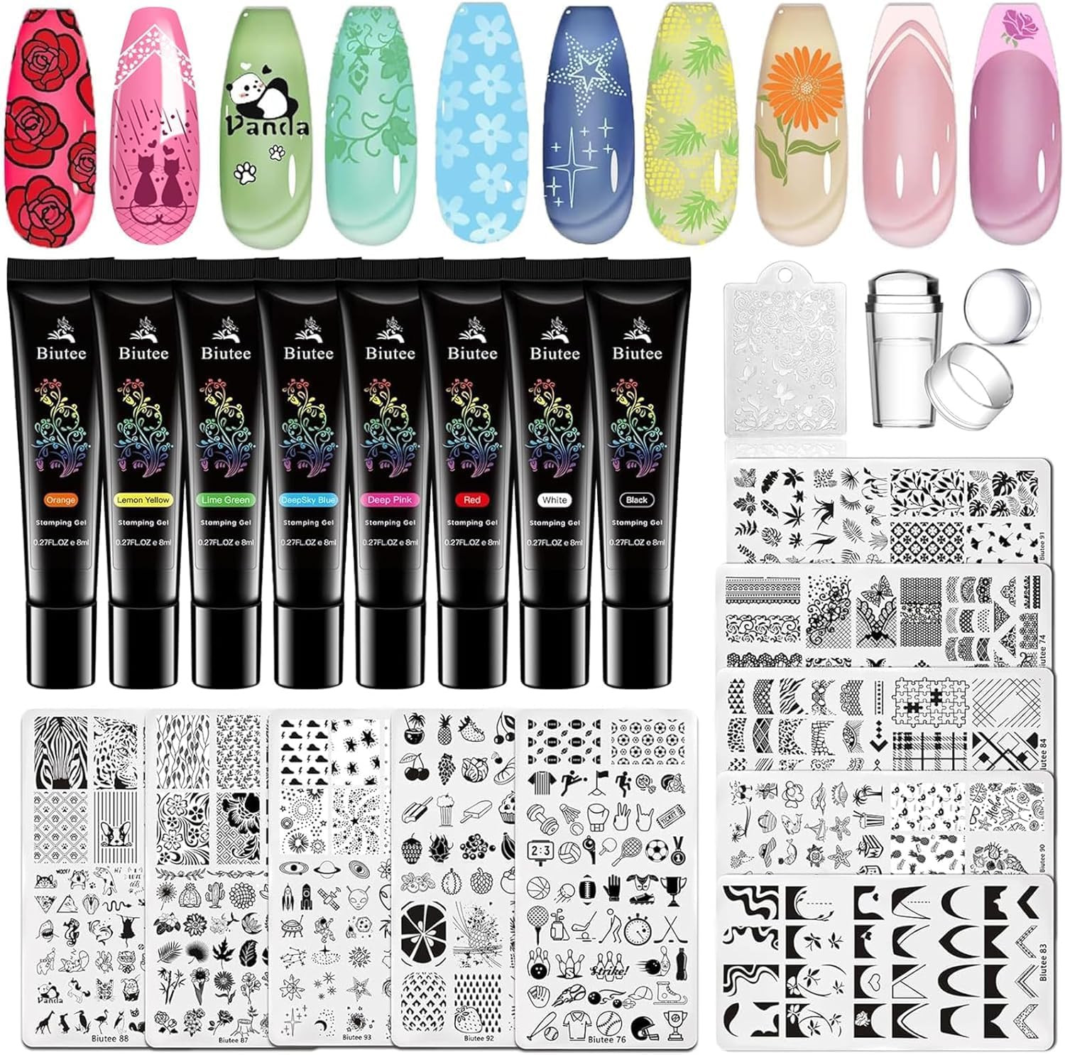 10Pcs Nail Stamping Plates Set 8Pcs Nail Stamping Polish Gel | Nail Stamping Kit