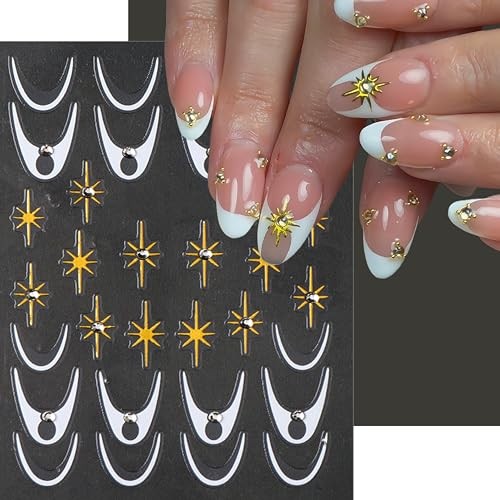 6 Sheets French Tip Nail Art Stickers 3D Self-Adhesive Metal Strip french lines