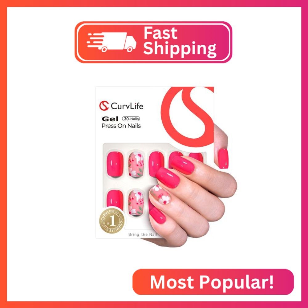 Curvlife Soft Gel Press on Nails with Scarlet Design Full Cover Fake Nails for W