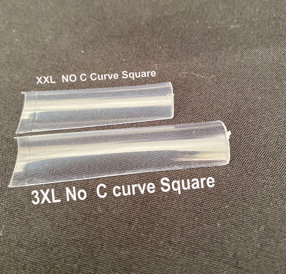 No C Curve 3XL Square Nail Tips-Clear Acrylic Nails Square Shape Nail Tips
