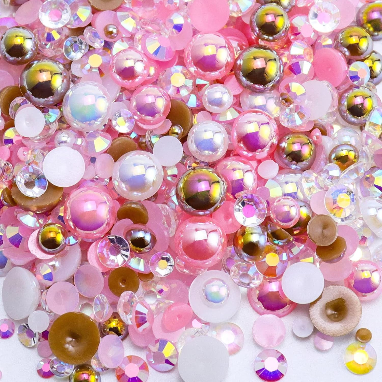 60G Mix Flatback Pearls and Rhinestones for Crafts, 3620PCS for Tumblers Nail Fa