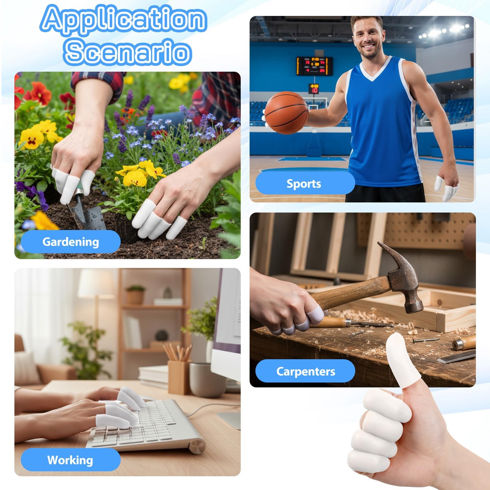 26Pcs Gel Finger Cots Silicone Finger Protectors Fingertip Bandages for Dry Skin
