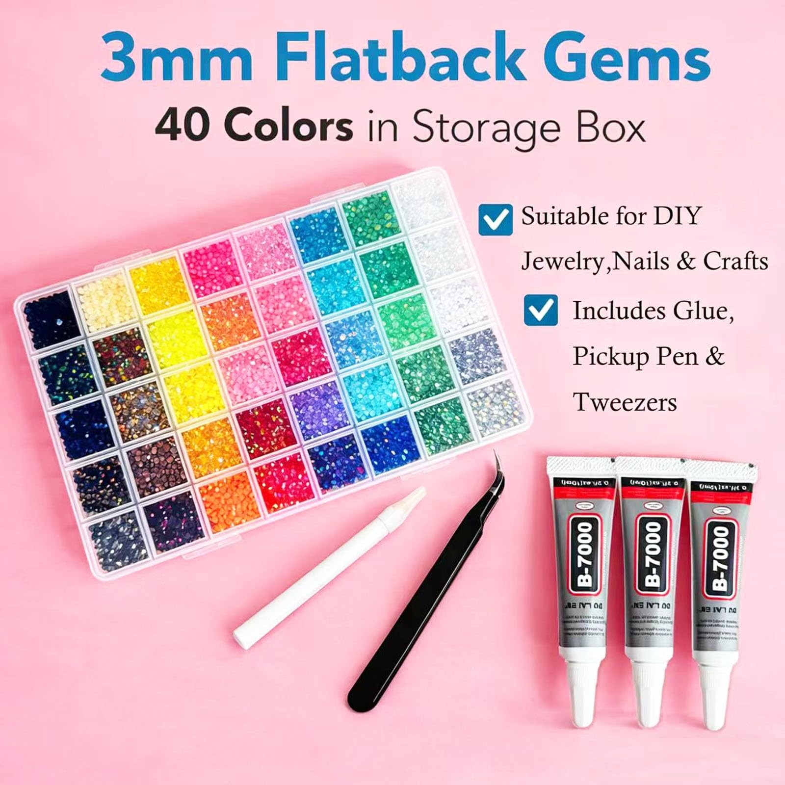 50000+Pcs Resin Jelly Rhinestones for Bedazzling,40 Colors 3mm Flatback Gems …