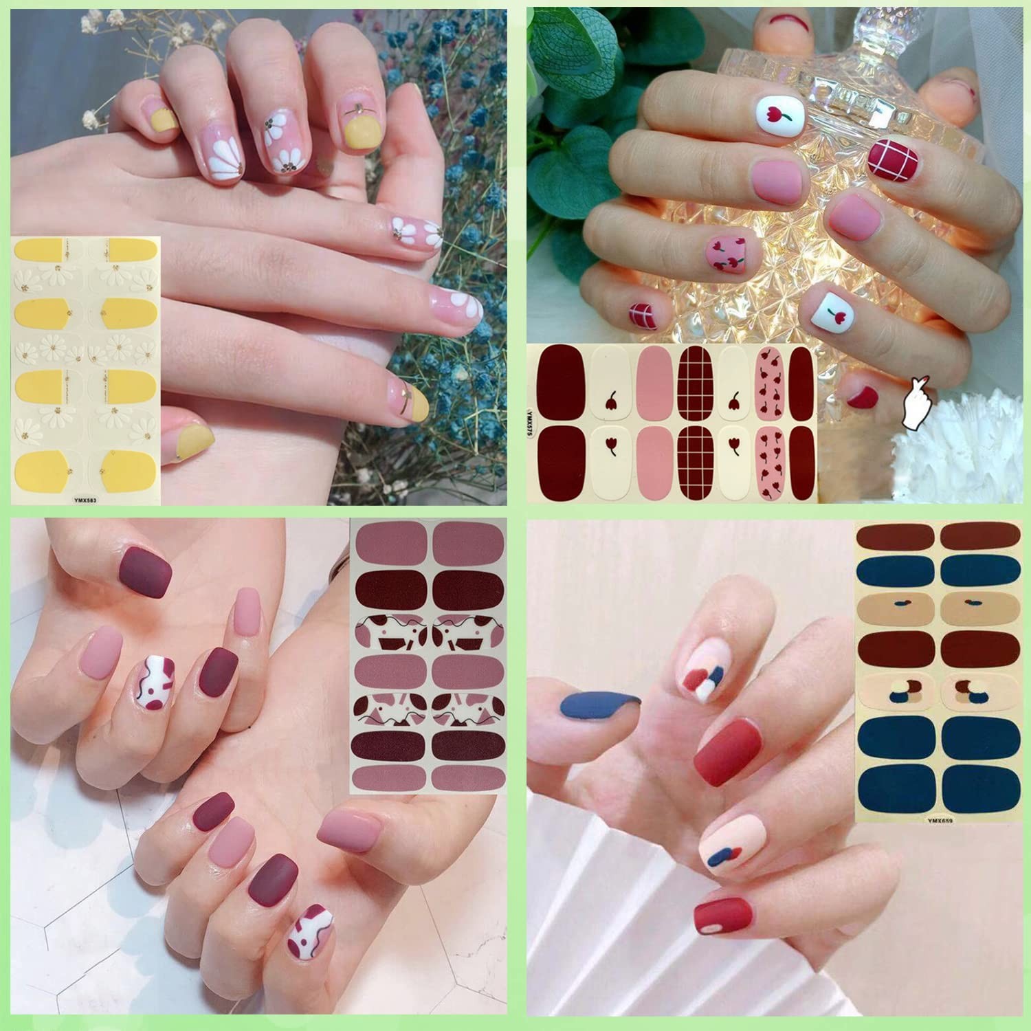 560 Pieces 40 Sheets Vibrant Color Full Nail Wraps Nail Polish Stickers Self-…