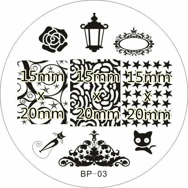 Nail Art Stamping Black Cat Rose Theme Manicure Template Image Plate Kit BP 03