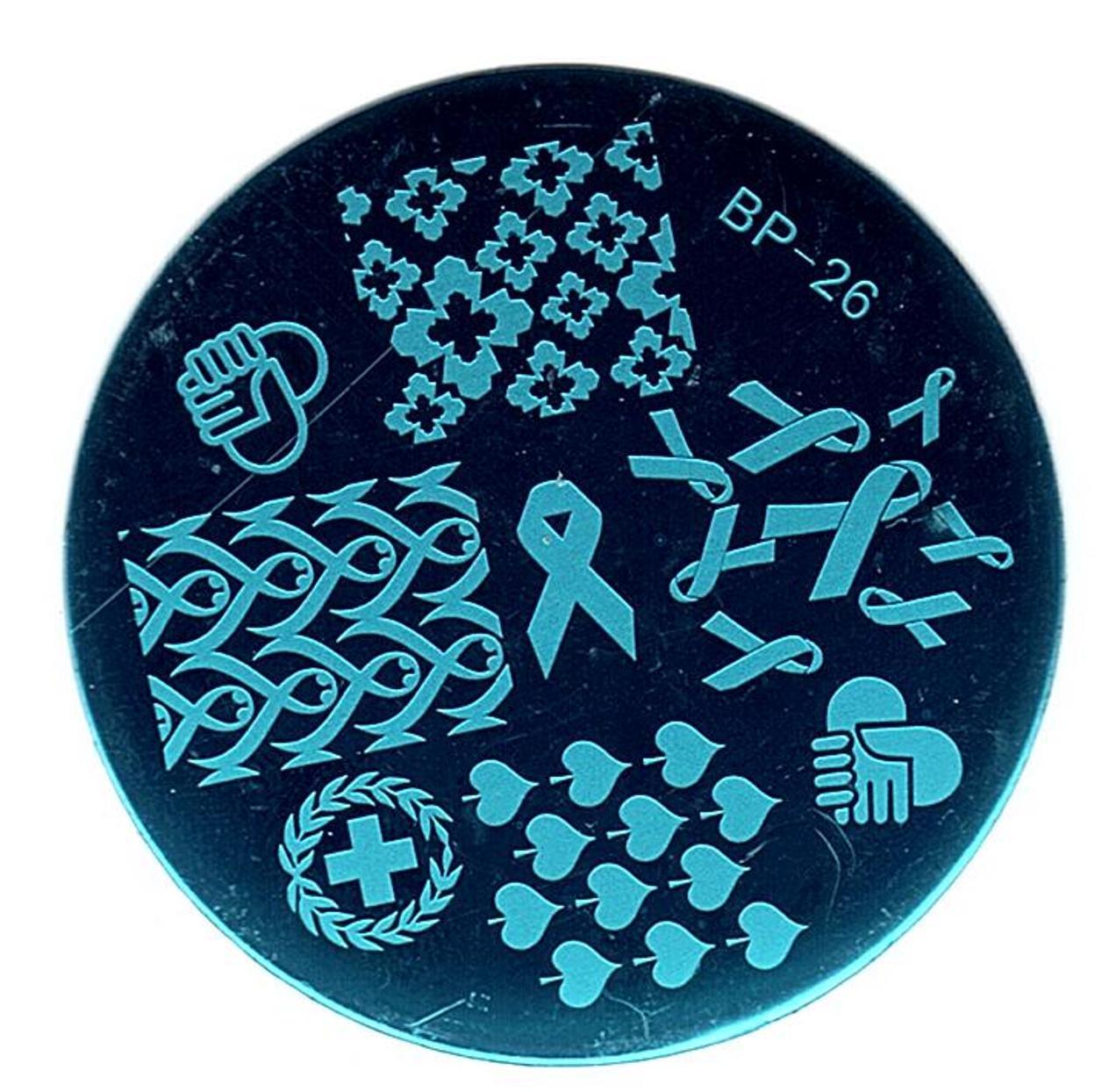 BP26 Crossover Ribbon Design Nail Art Template Image Plate Stamper Scraper Kit