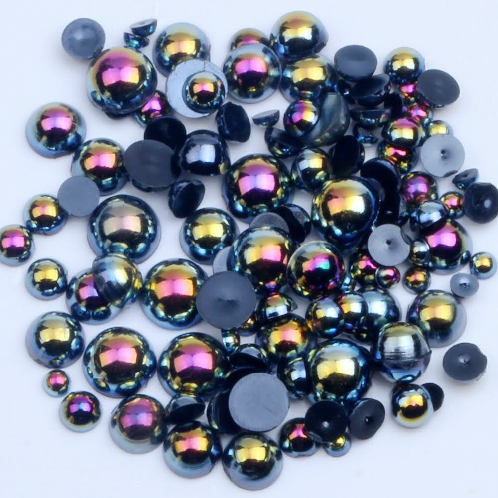 50/250pcs Mixed 3D Gold/Silver Metallic Round Solid Bead Stud Nail Art Decoratio