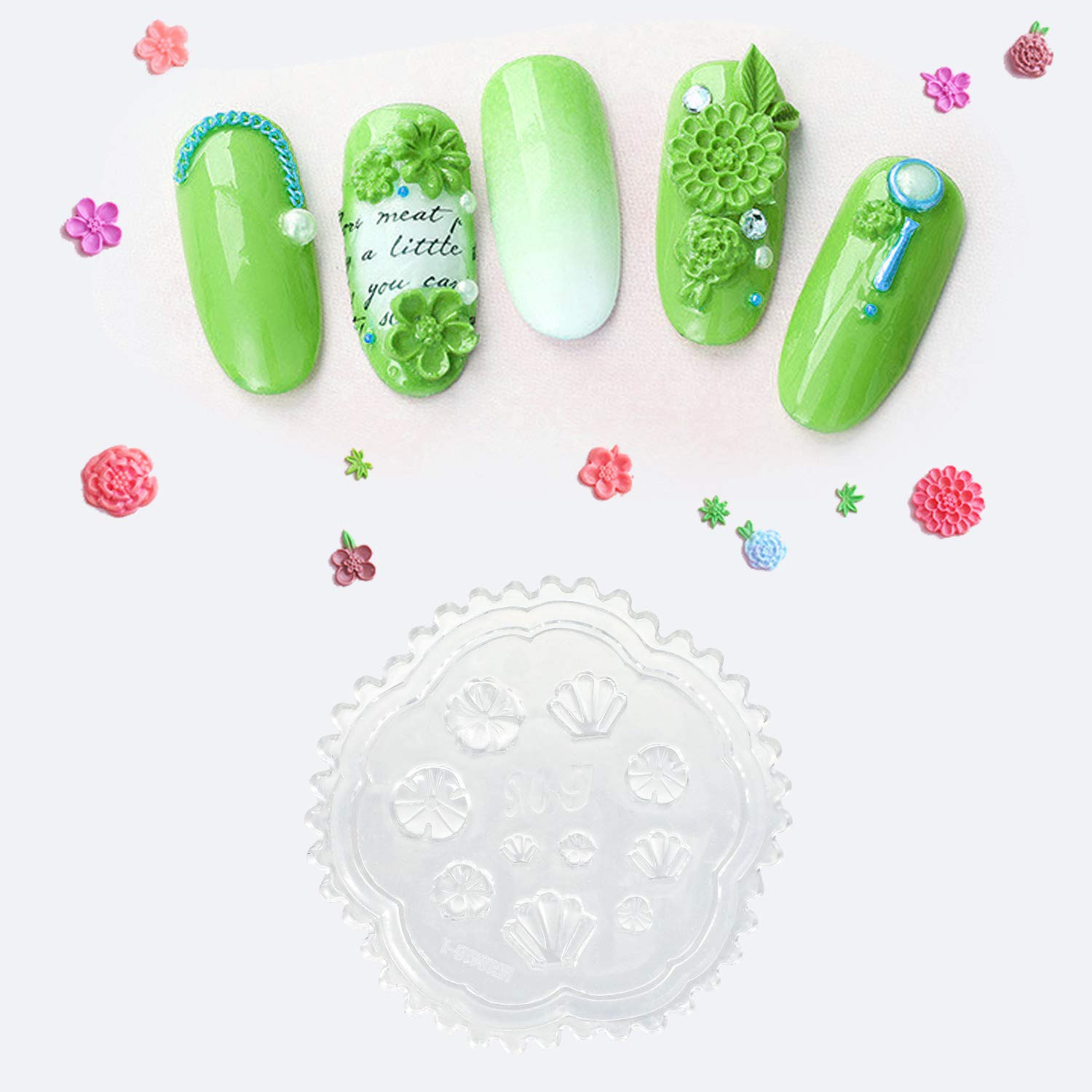 5 Pack 3D Nail Art Mold Silicone Assorted Nail Art Cabochon Decortive Mold Nail