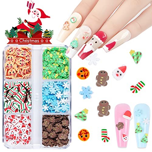Christmas Nail Glitter Sequins, 12 Grids Holographic White Red Green Set