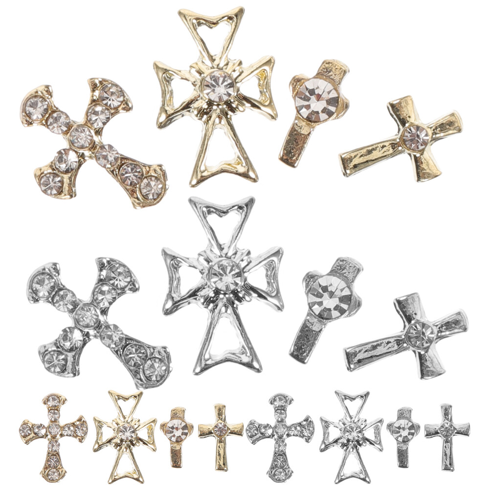 80PCS Cross Nail Charms Alloy Cross Nail Decoration for Cross