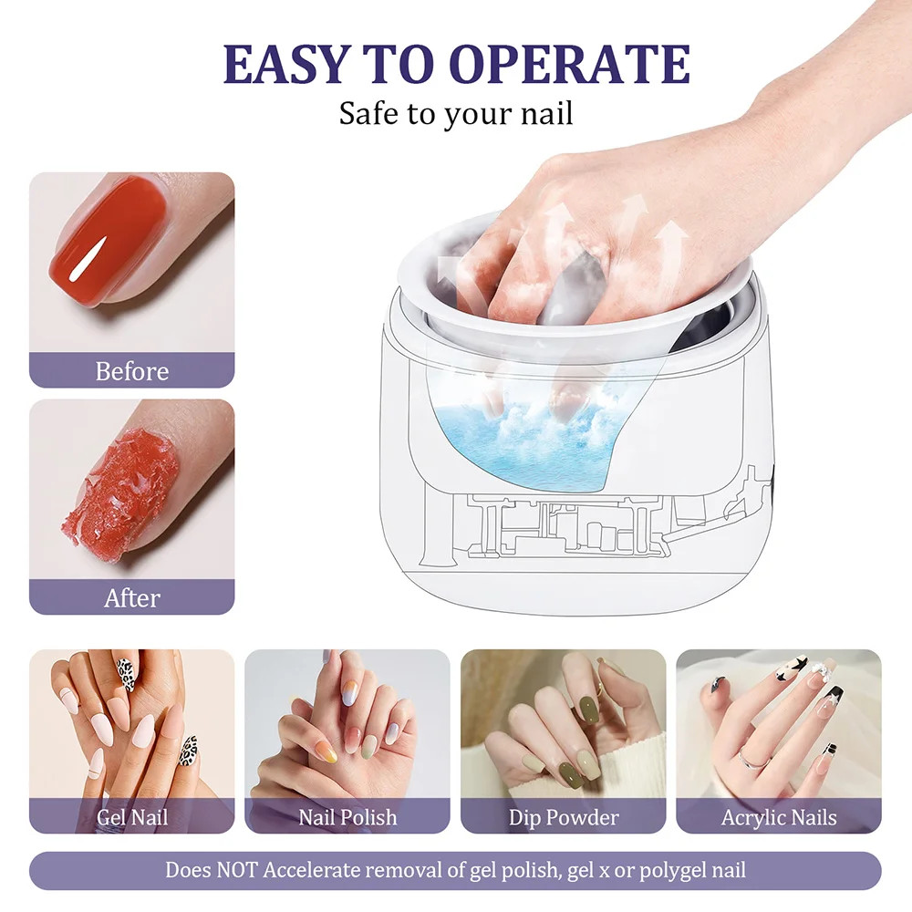 Electric Nail Soaking Bowl 5 Finger Heated Gel Polish Remover Machine