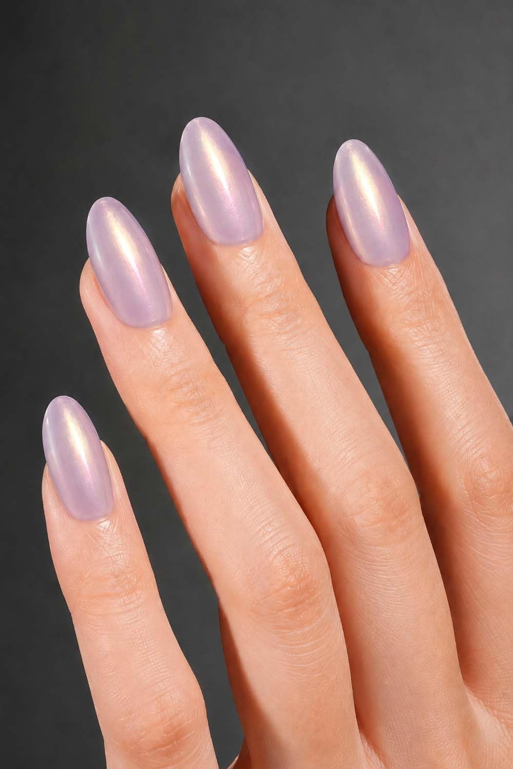 AZUREBEAUTY lavender pearl chrome short nails