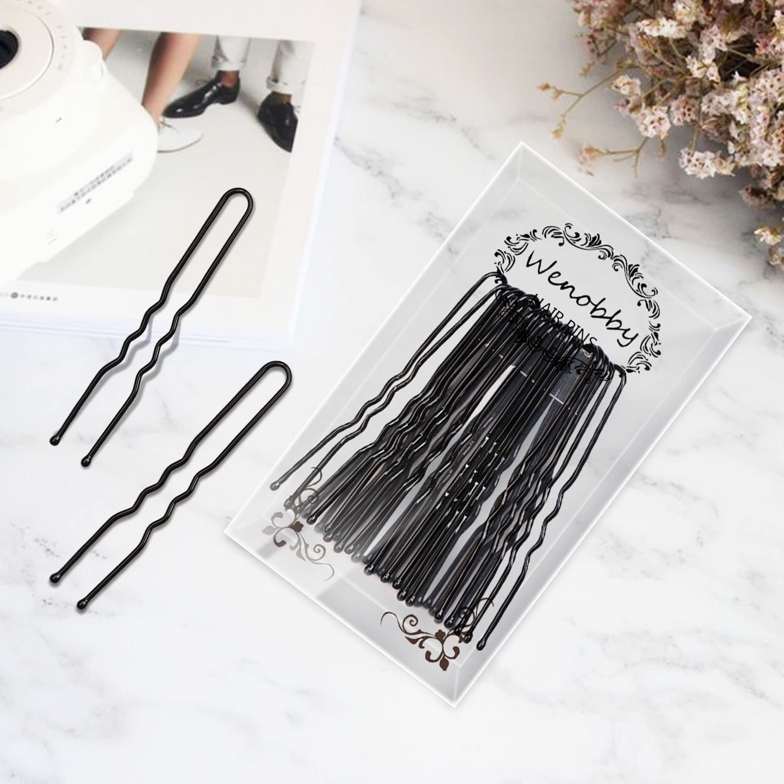 U Shaped Hair Pins for Buns, 100 PCS 2.8″ 100 Count (Pack of 1), Black