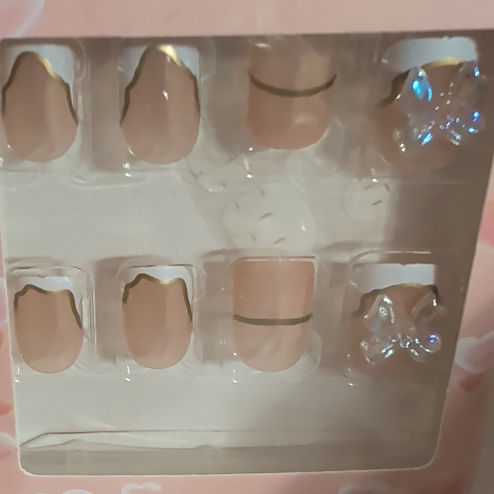 Butterfly Pre-Designed Multicolor Glitter Press-On Nails 12PCS Medium Square