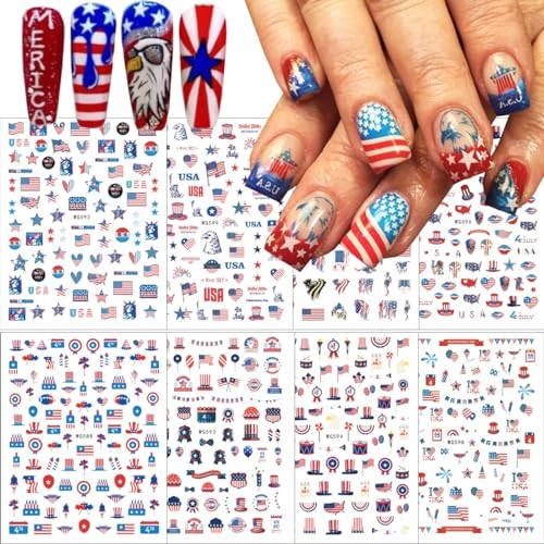 8 Sheets American Independence Day Nail Art Independence Day Sticker-1