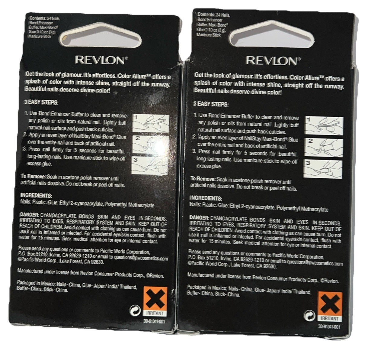 PACK OF 2 REVLON Color Allure Nails #91073 SHANGHAI RED (New/NO GLUE) See Photos