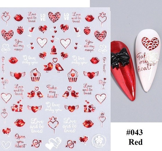 White, Black, Gold, Red Abstract Nail Art Stickers (Group 2)