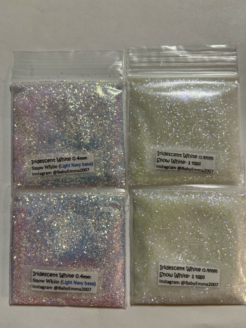 Iridescent White Glitter Hex Snow White: SILVER/PINK/NAVY/BLUE sheen Nail-US-tsp