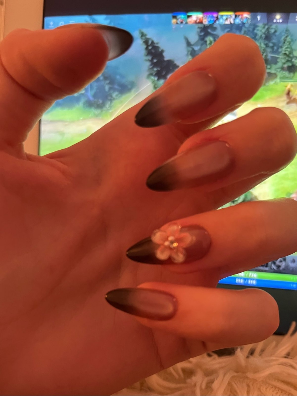 Gradient Black French Style Press On Nails Handmade