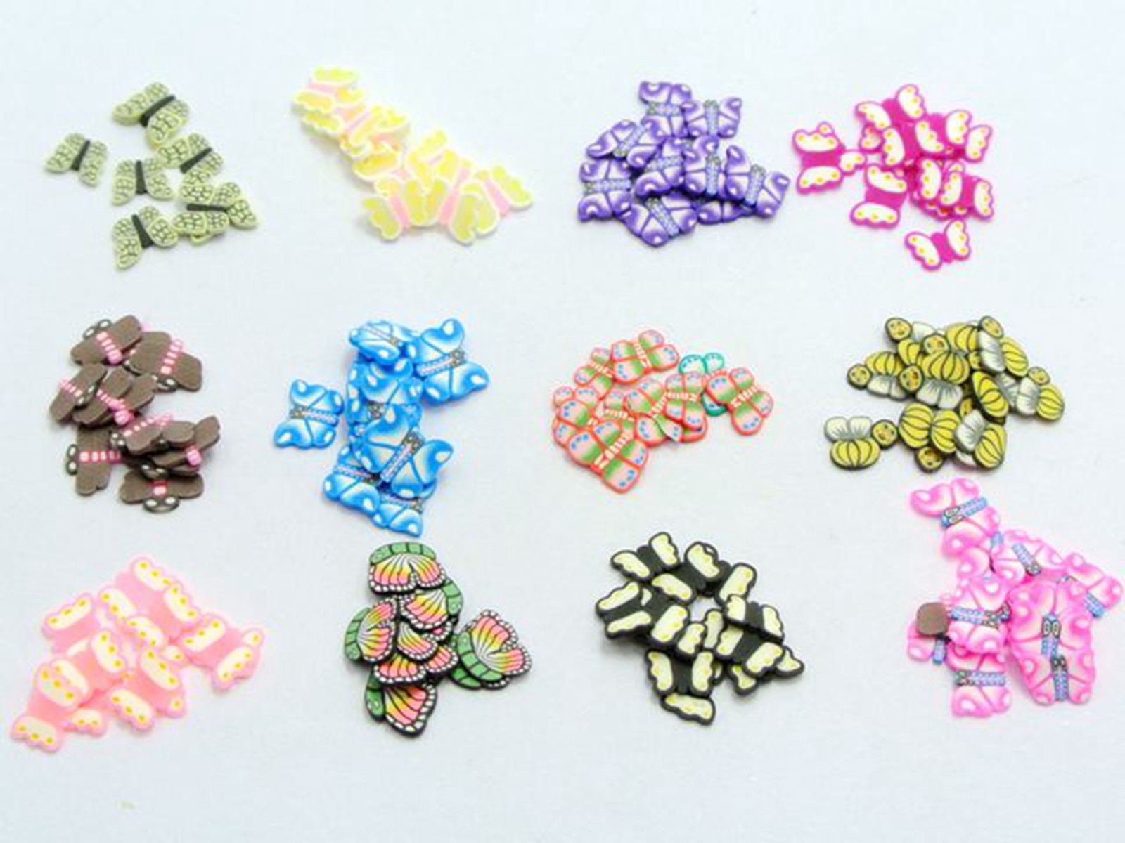 4 Wheel of 12 Styles Assorted 3D Fimo Polymer Clay Slices Various Nail Art Tips