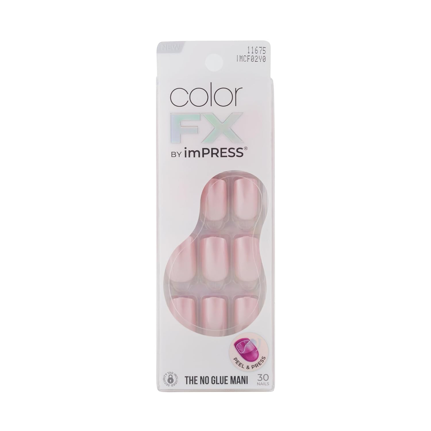 Impress Color FX No Glue Mani 30 Pcs Press on Nails, Medium False Nails, Metalli