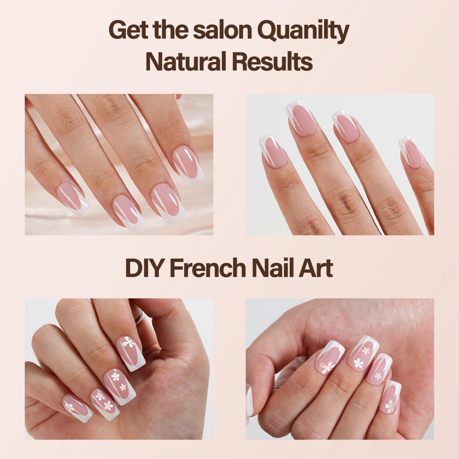 Deep French Gel Nail Tips, 150Pcs Short Square Gel Nail Tips, Pink French Tip…