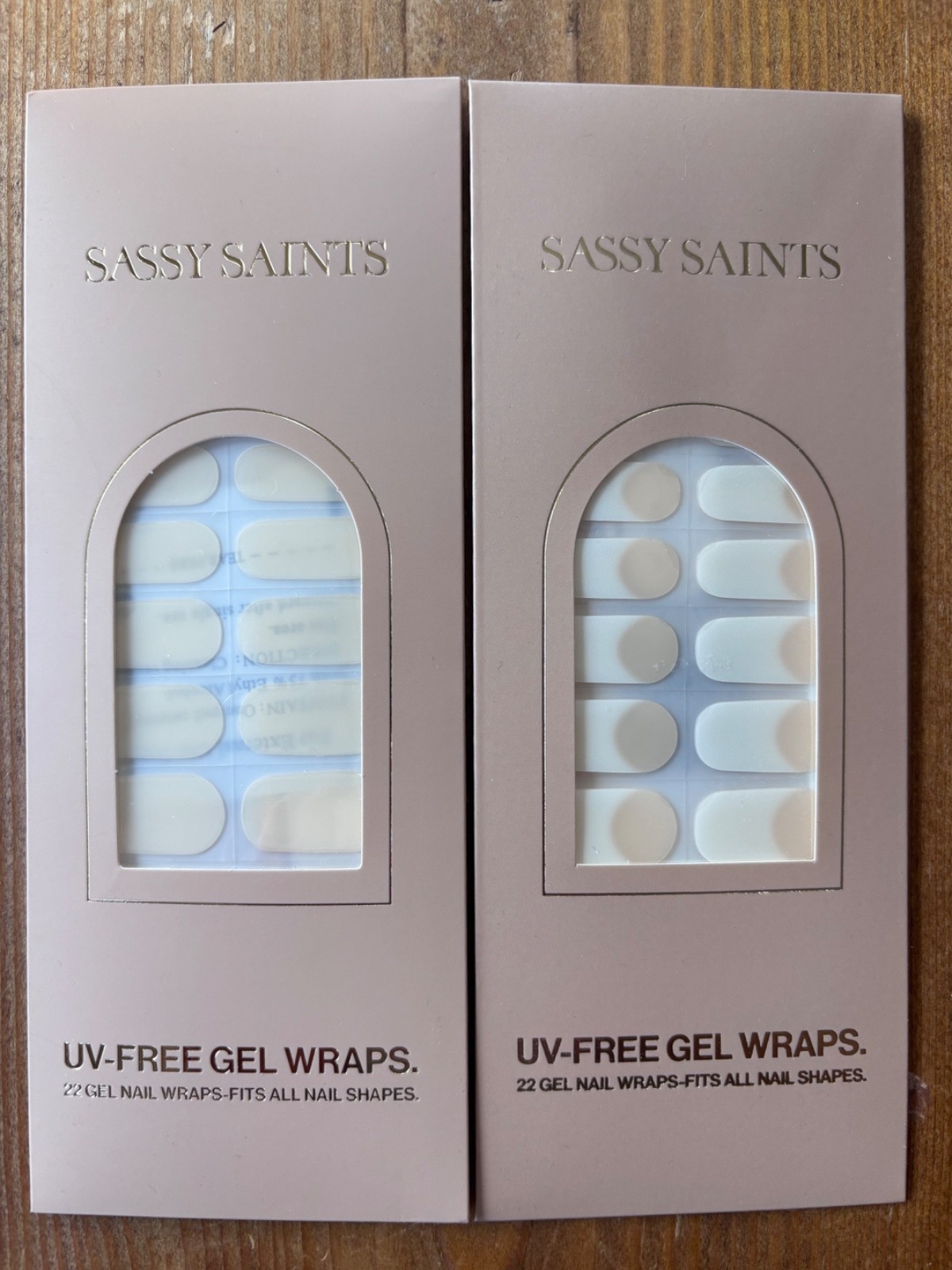 Sassy Saints UV Free Gel Nail Wraps – NEW Set of 2 Classic French & Sugar Glaze