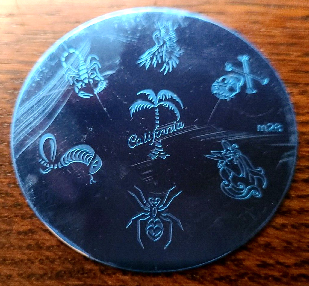 Konad M28 Stamping Nail Art Image Plate UNUSED California Palm Tree Spider