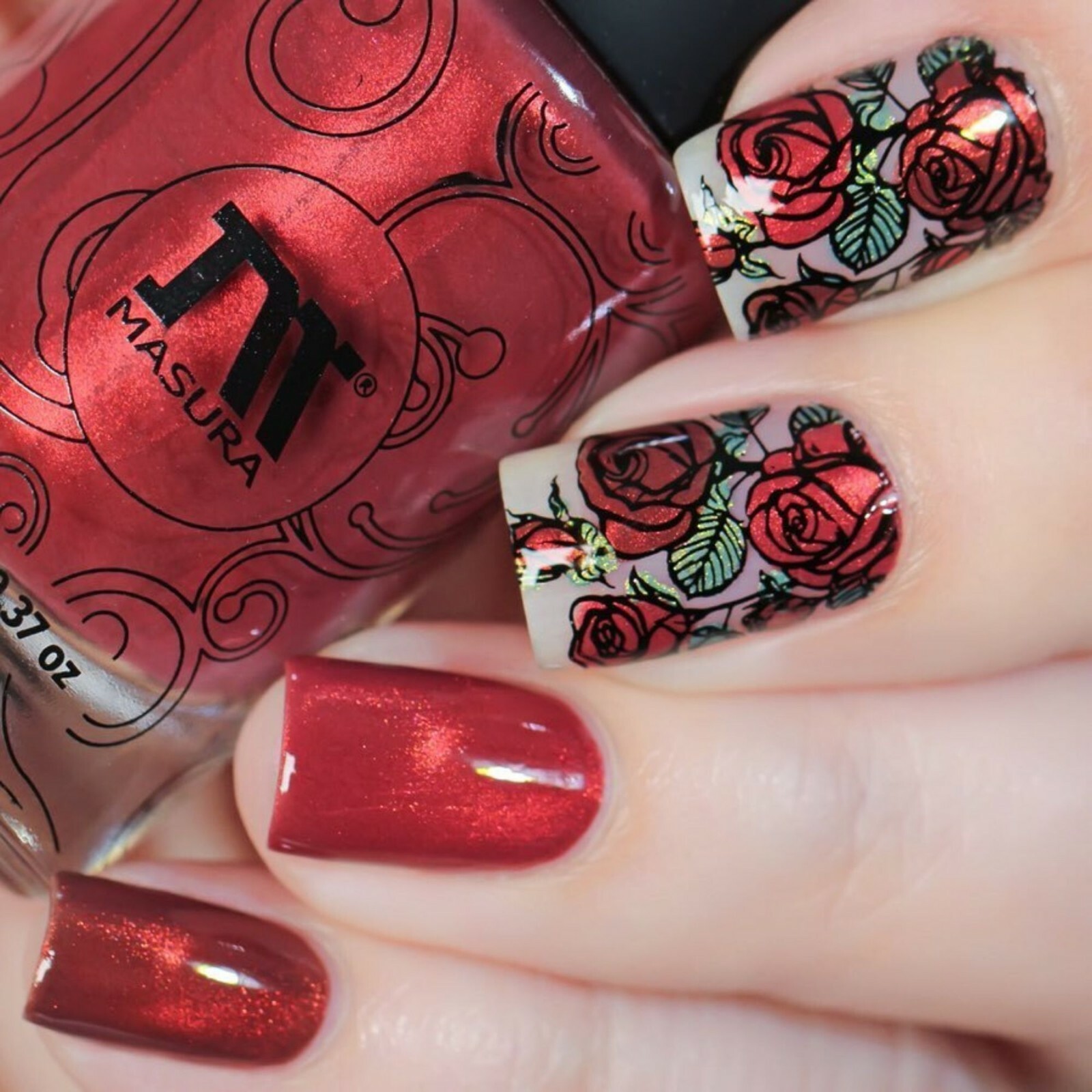 B037 Growing Beauty Stamping Plate For Stamped Nail Art Design