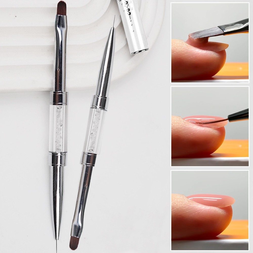 Professional Dual End Nail Brush UV Gel Liner French Tip Nail Art Tool