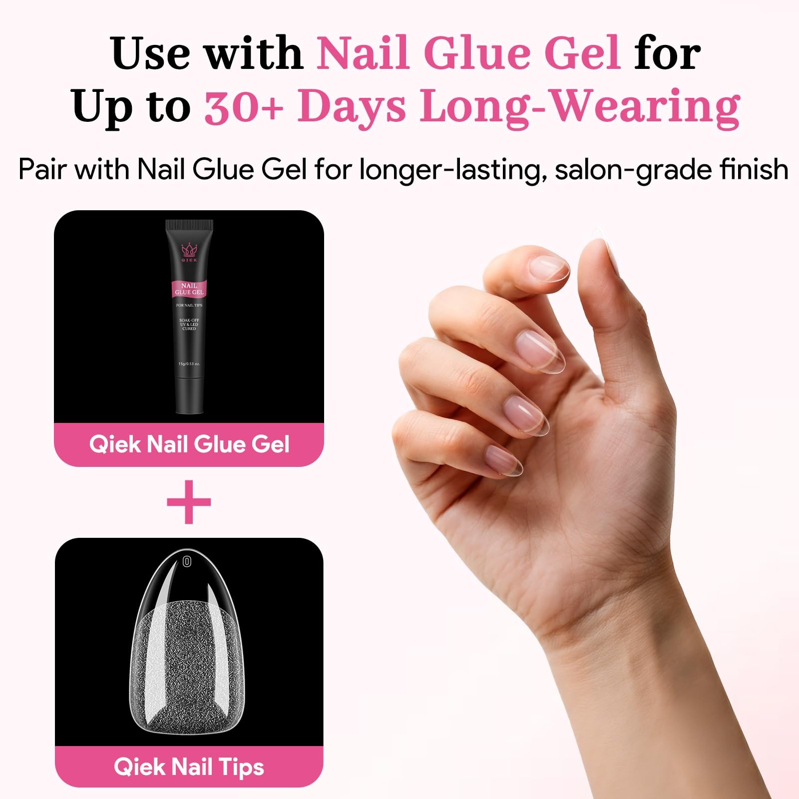 Qiek Short Almond Nail Tips – 15 Sizes 240 PCS Half Various, A-Short