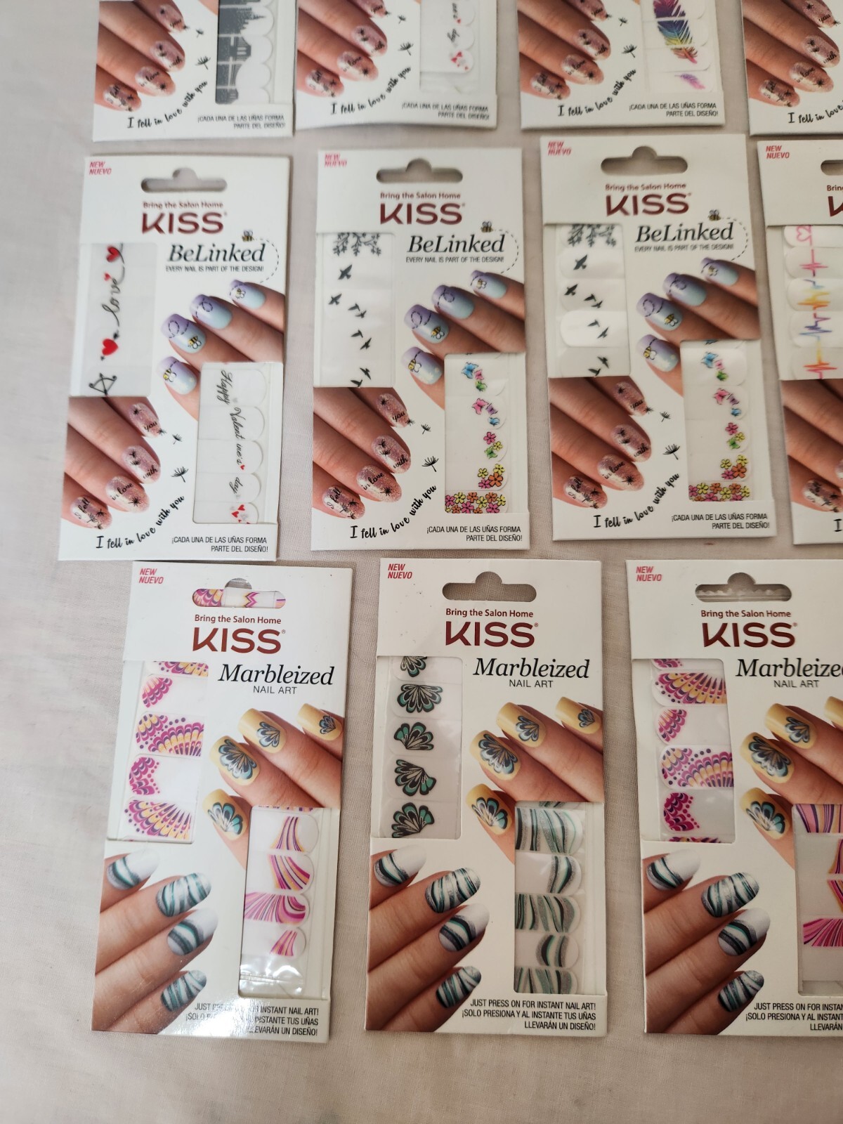 KISS BeLinked Marbleized Nail Accent Strips Fashion Design Lot of 17