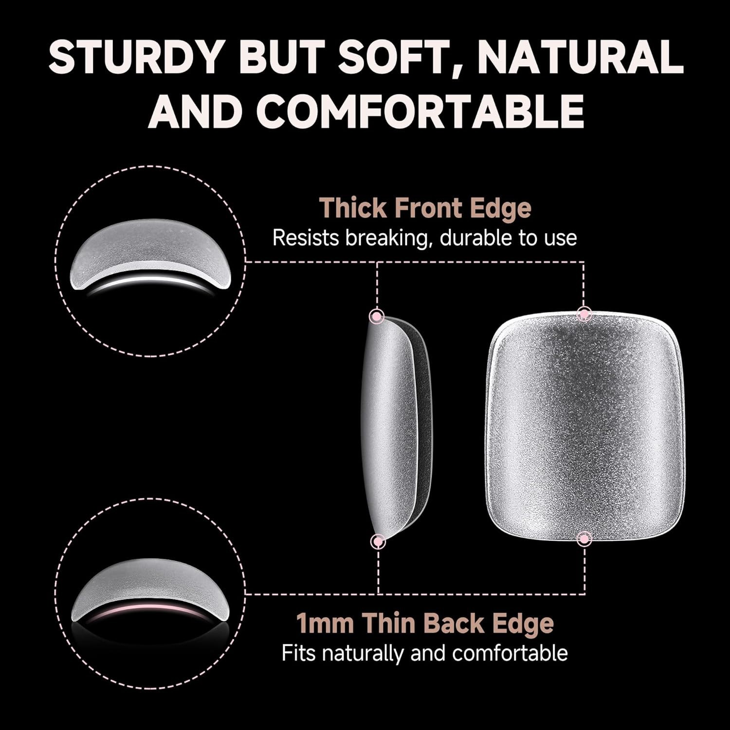 Professional Quality 216 Pcs Square Round Gel Toe Nail Extensions – Long-lasting