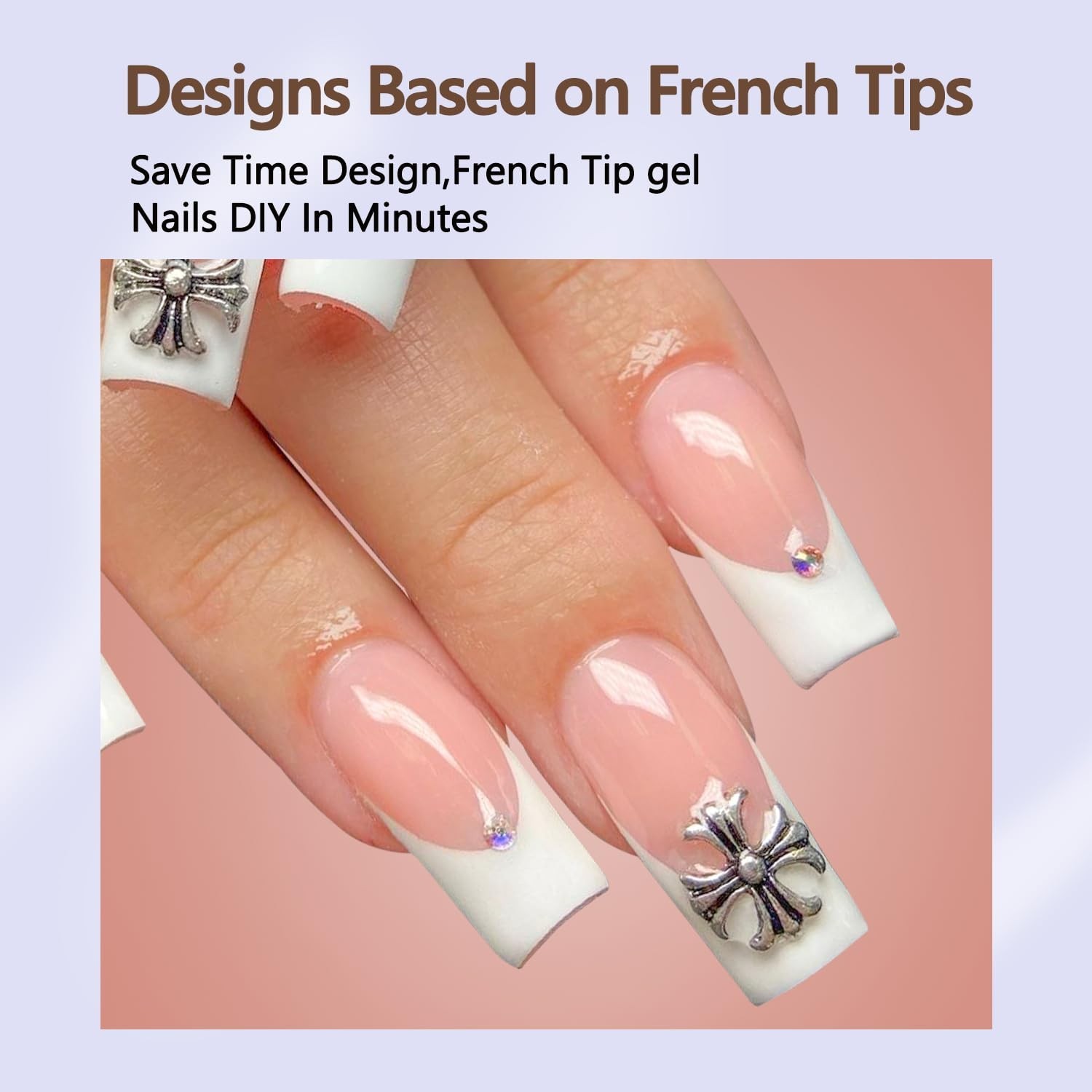 240Pcs French Gel Nail Tips – 15 Size Pink Long Square Press-On Designs