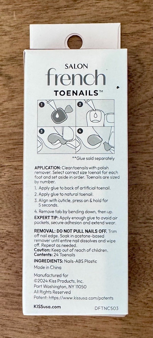 Kiss Salon French Toenails Full Cover 24 Glue-On Toe Nails DGTN01 Lot of 36!!!