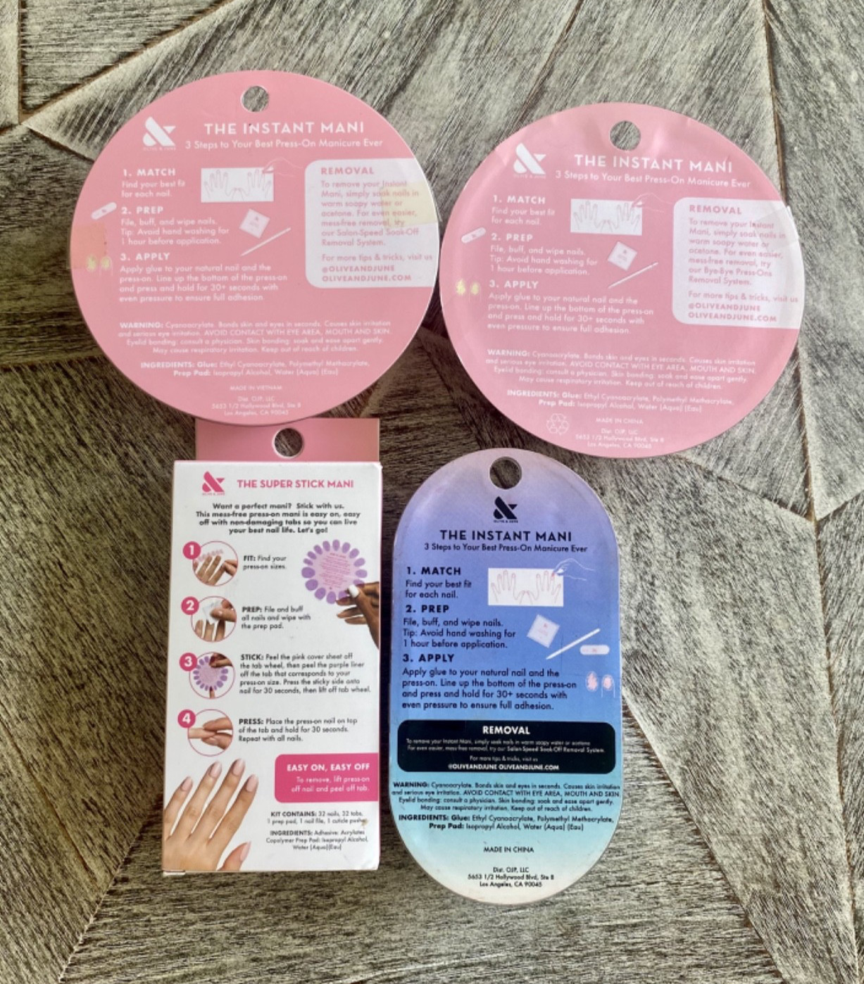 NEW! Olive & June Press-On Nails Lot of Four Pastels French Tip FREE SHIPPING!!