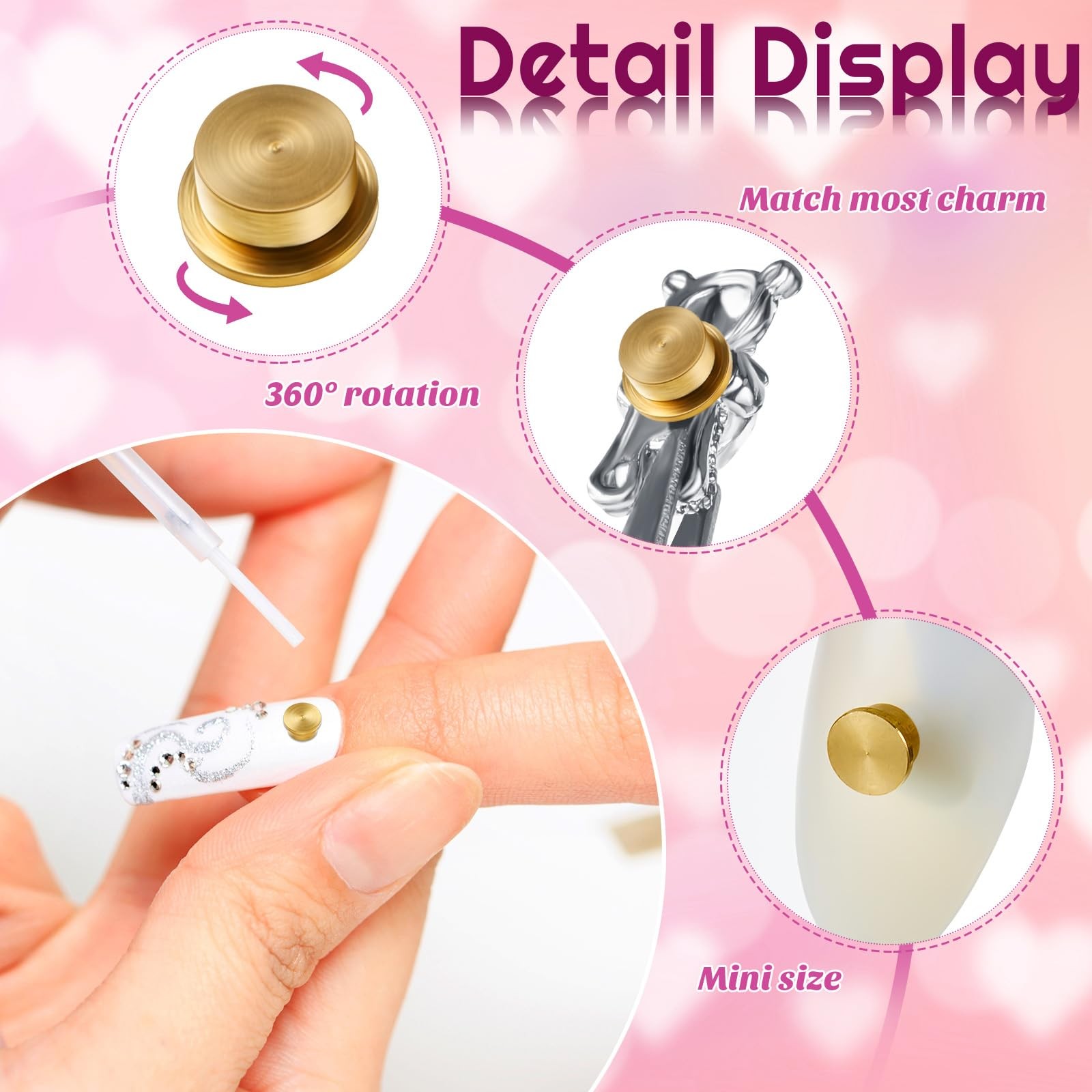 30 Pieces Spinning Nail Charms Nail Art Rotating Charm Bearing Art Tool Rings…